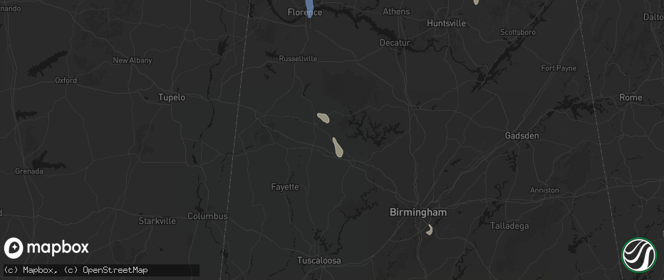 Hail map in Nauvoo, AL on May 31, 2026