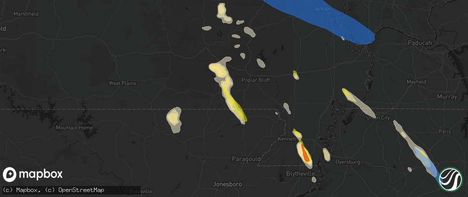 Hail map in Naylor, MO on May 31, 2026