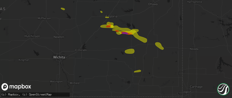 Hail map in Neal, KS on May 31, 2026