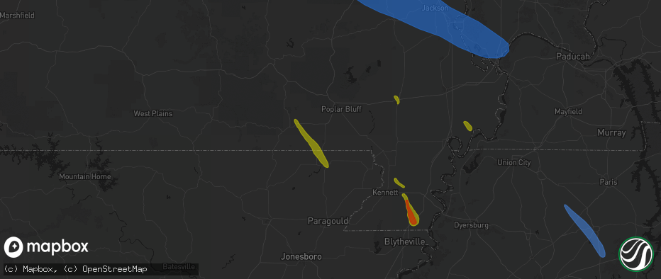 Hail map in Neelyville, MO on May 31, 2026