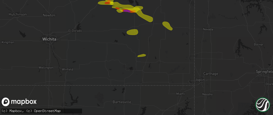 Hail map in Neodesha, KS on May 31, 2026