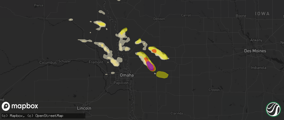 Hail map in Neola, IA on May 31, 2026