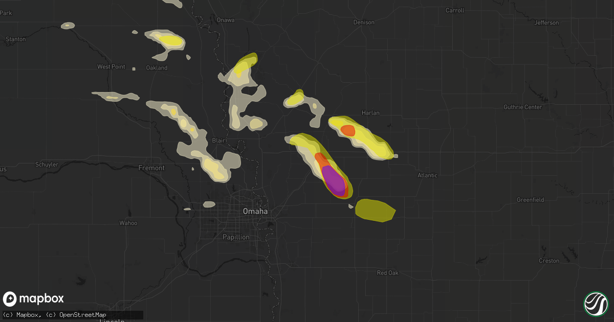 Hail map in Neola, IA on May 31, 2026