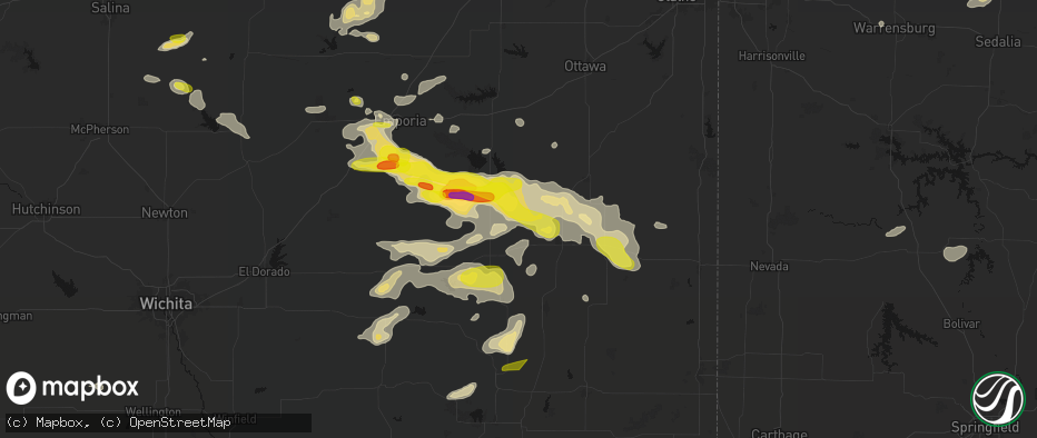 Hail map in Neosho Falls, KS on May 31, 2026