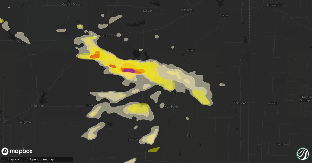 Hail map in Neosho Falls, KS on May 31, 2026