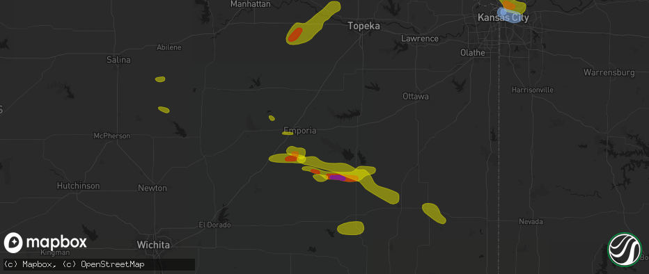 Hail map in Neosho Rapids, KS on May 31, 2026