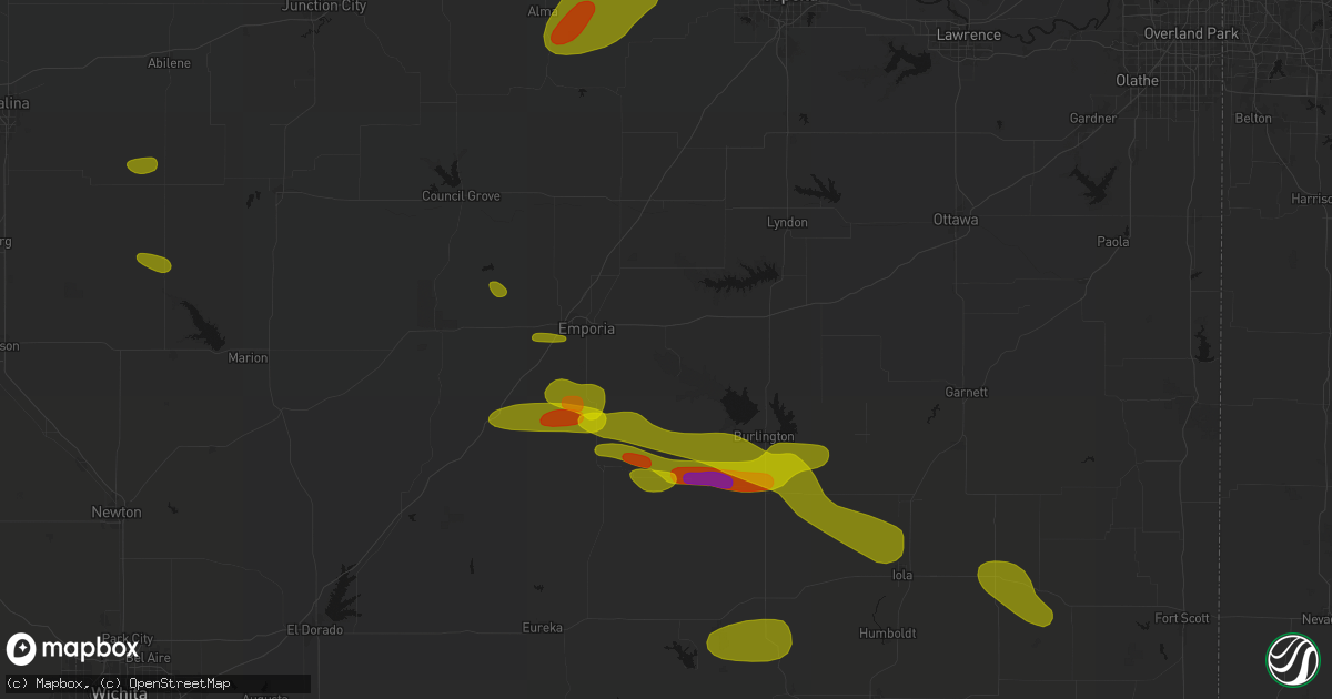 Hail map in Neosho Rapids, KS on May 31, 2026