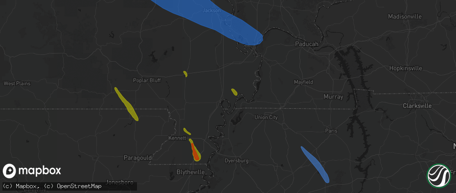 Hail map in New Madrid, MO on May 31, 2026