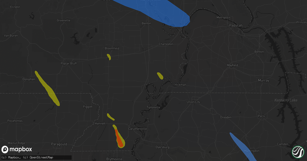 Hail map in New Madrid, MO on May 31, 2026