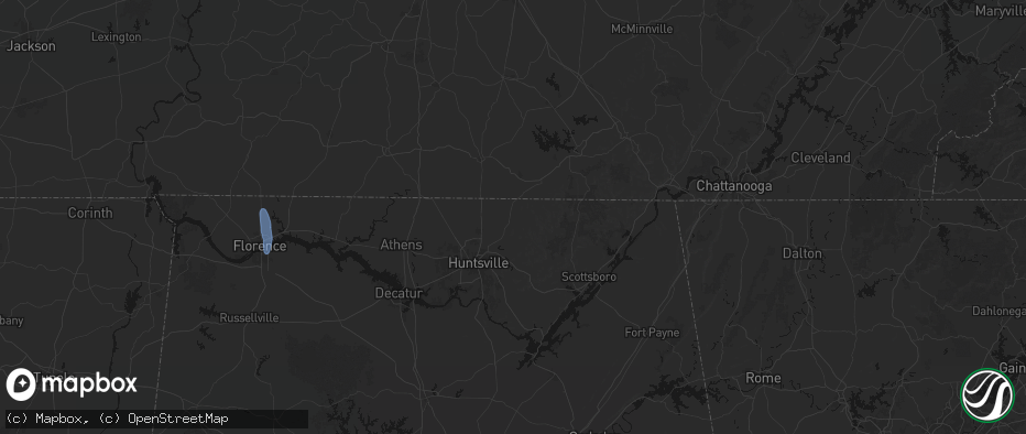 Hail map in New Market, AL on May 31, 2026