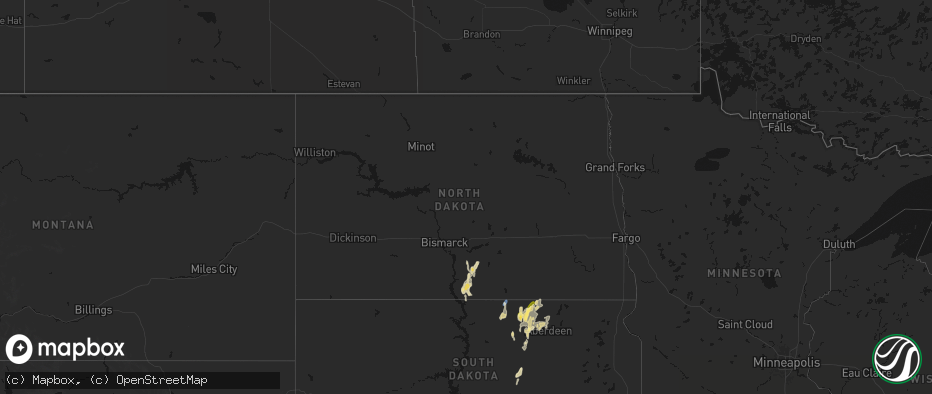 Hail map in North Dakota on May 31, 2026