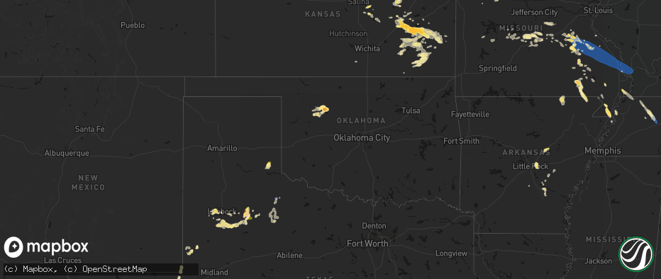 Hail map in Oklahoma on May 31, 2026