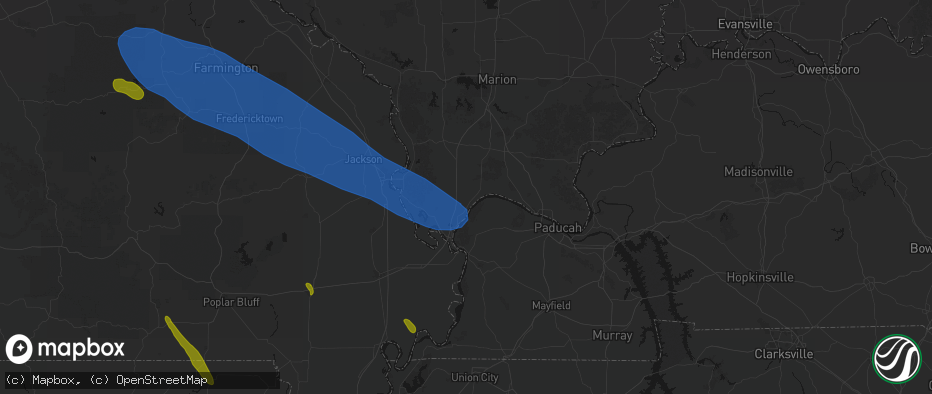 Hail map in Olmsted, IL on May 31, 2026