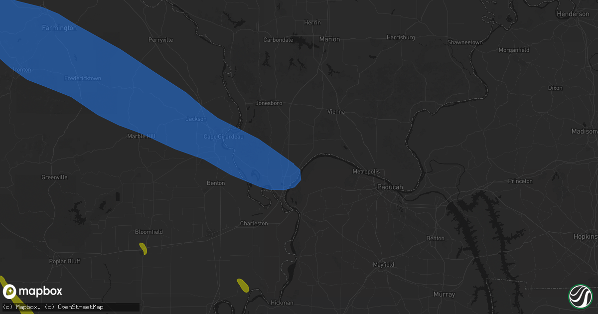 Hail map in Olmsted, IL on May 31, 2026