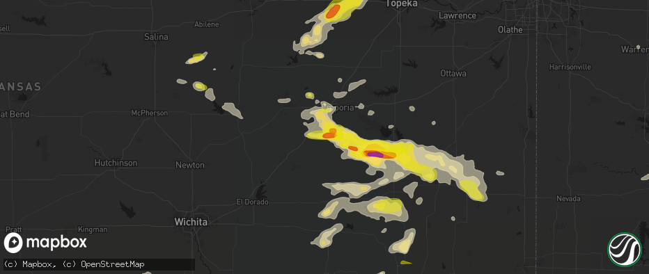 Hail map in Olpe, KS on May 31, 2026