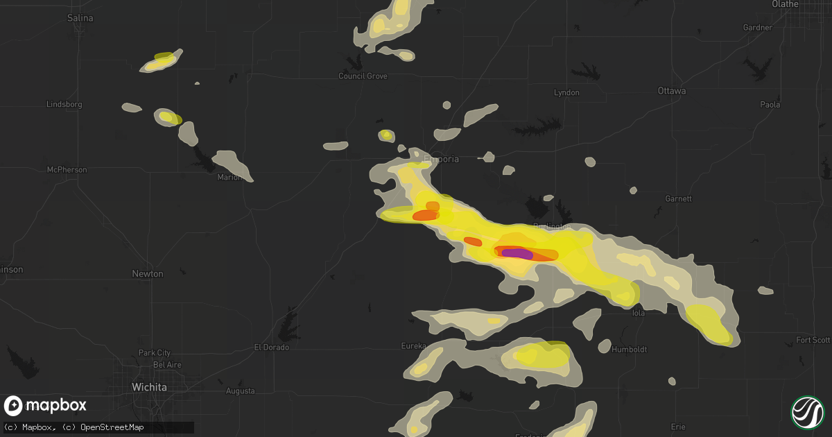Hail map in Olpe, KS on May 31, 2026