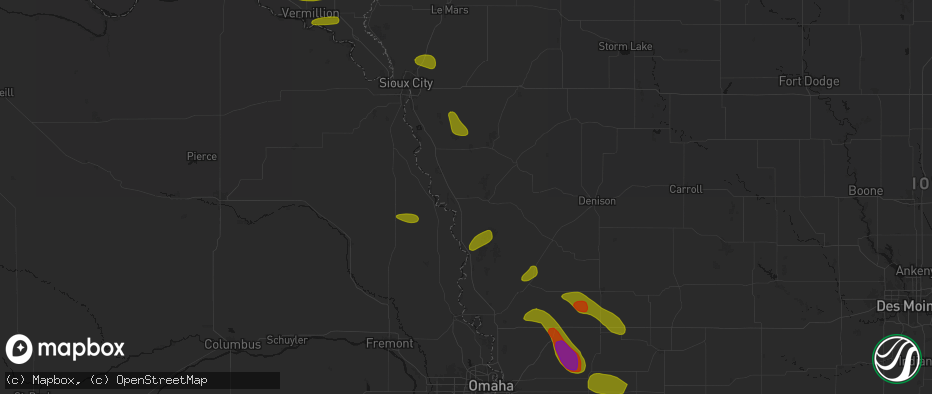 Hail map in Onawa, IA on May 31, 2026