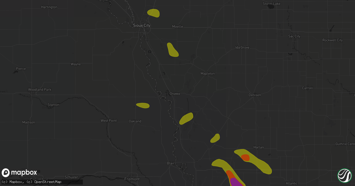 Hail map in Onawa, IA on May 31, 2026