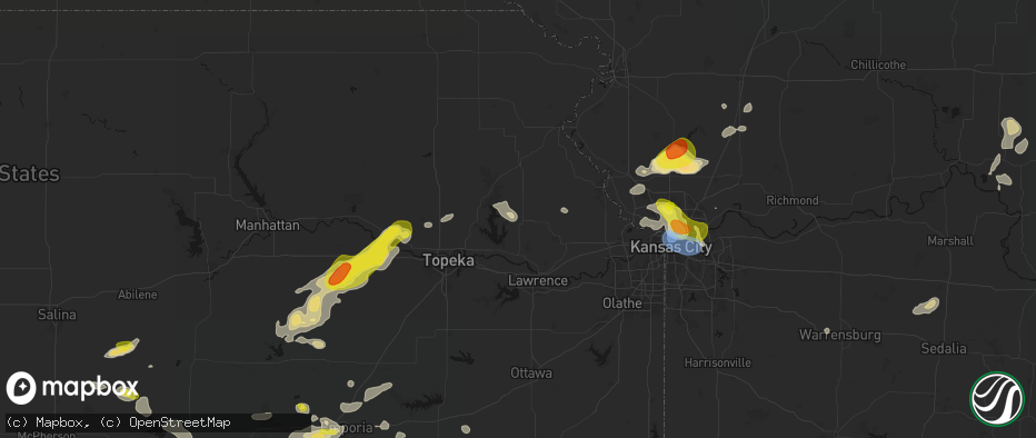 Hail map in Oskaloosa, KS on May 31, 2026