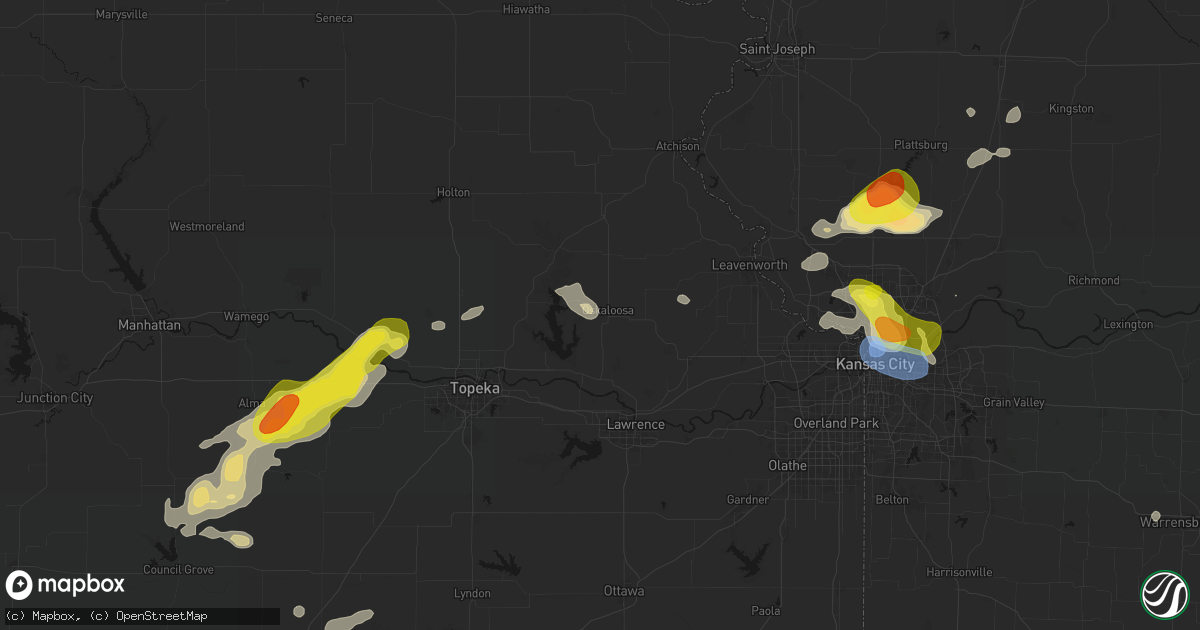 Hail map in Oskaloosa, KS on May 31, 2026