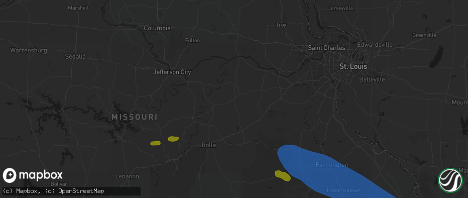 Hail map in Owensville, MO on May 31, 2026