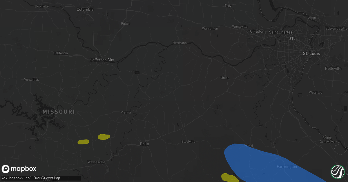 Hail map in Owensville, MO on May 31, 2026