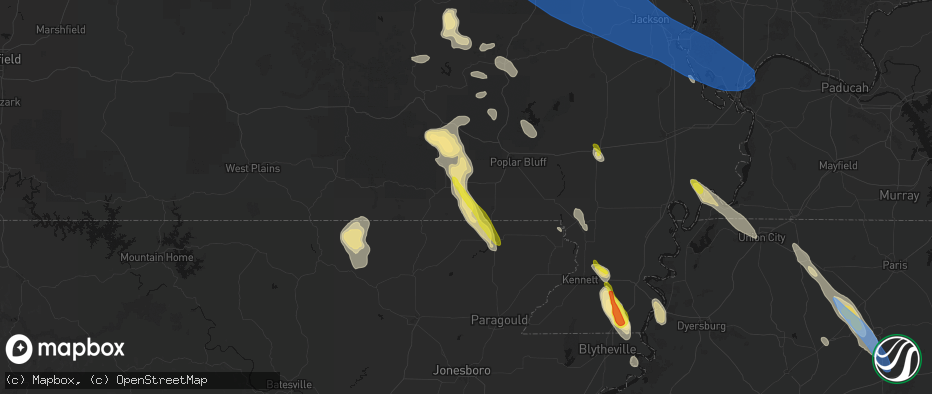 Hail map in Oxly, MO on May 31, 2026