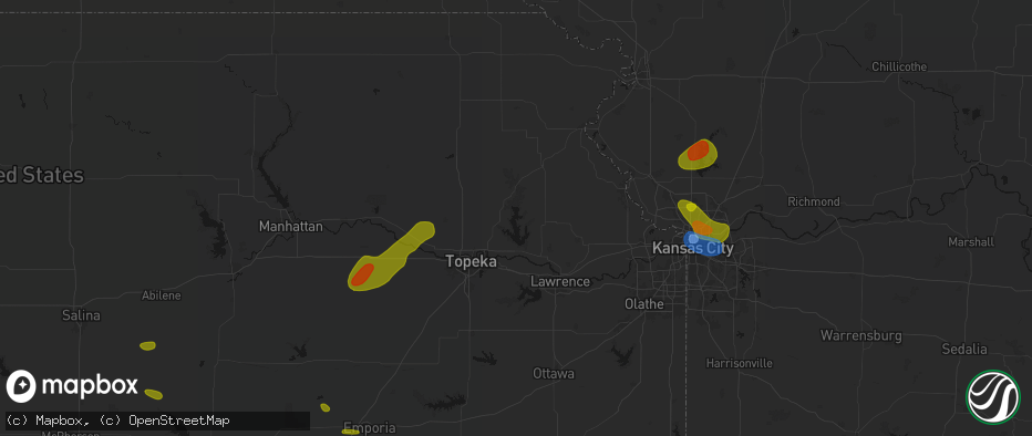 Hail map in Ozawkie, KS on May 31, 2026