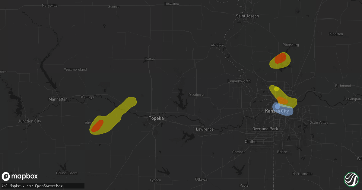 Hail map in Ozawkie, KS on May 31, 2026