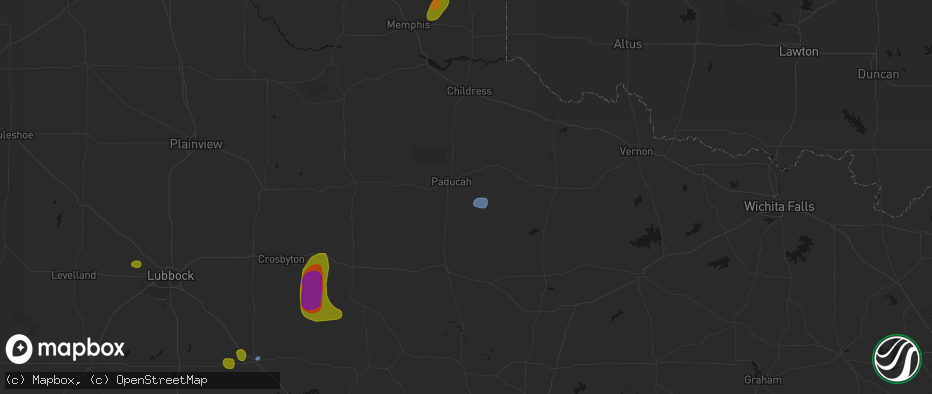 Hail map in Paducah, TX on May 31, 2026