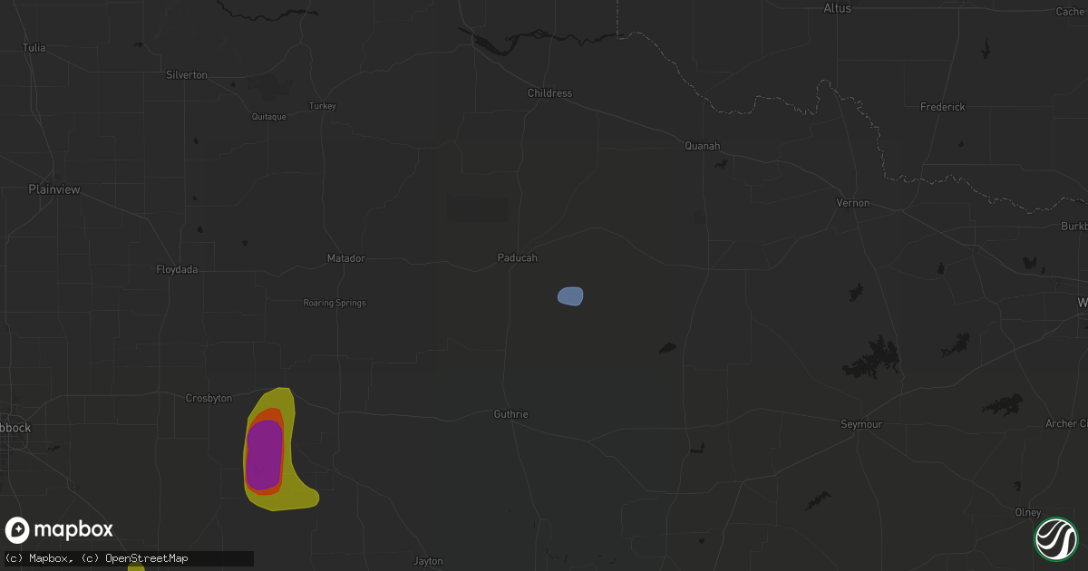 Hail map in Paducah, TX on May 31, 2026