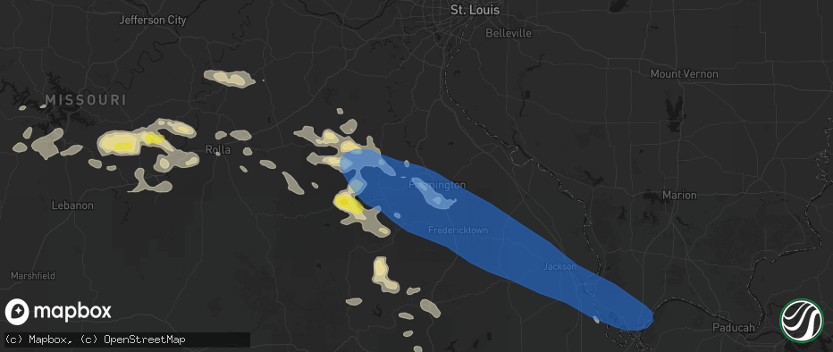 Hail map in Park Hills, MO on May 31, 2026