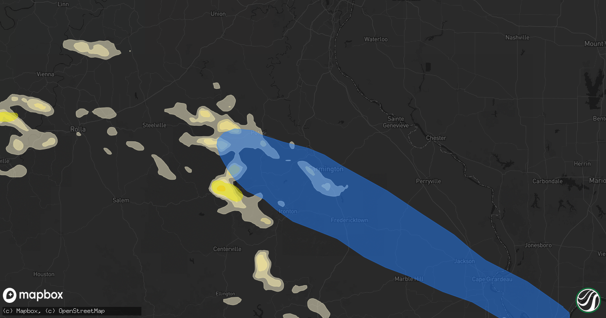 Hail map in Park Hills, MO on May 31, 2026