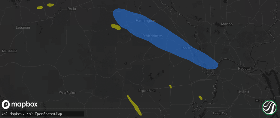 Hail map in Patterson, MO on May 31, 2026