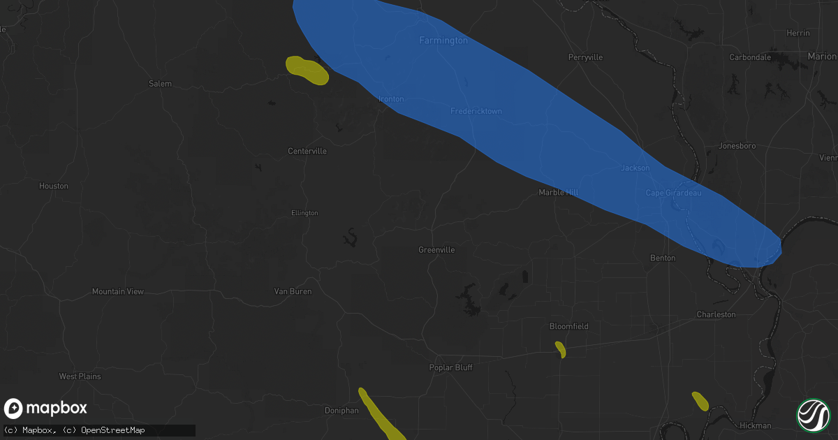 Hail map in Patterson, MO on May 31, 2026