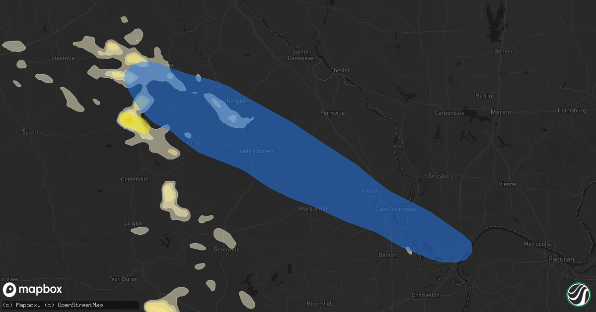 Hail map in Patton, MO on May 31, 2026