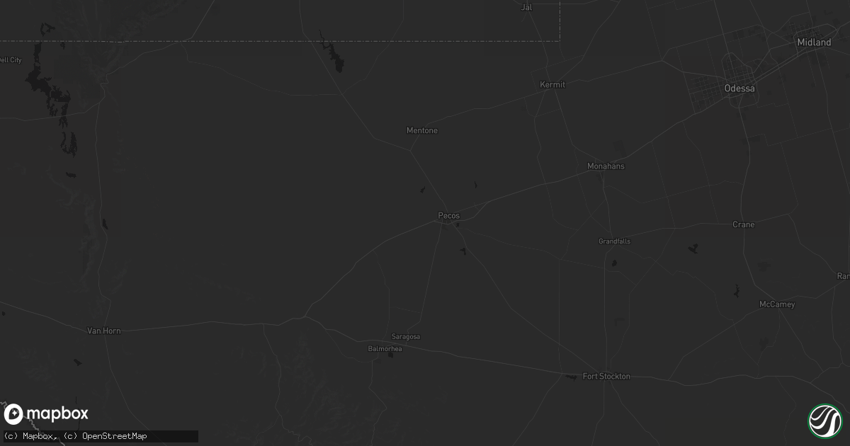 Hail map in Pecos, TX on May 31, 2026