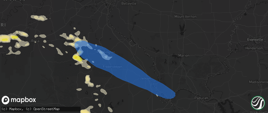Hail map in Perryville, MO on May 31, 2026