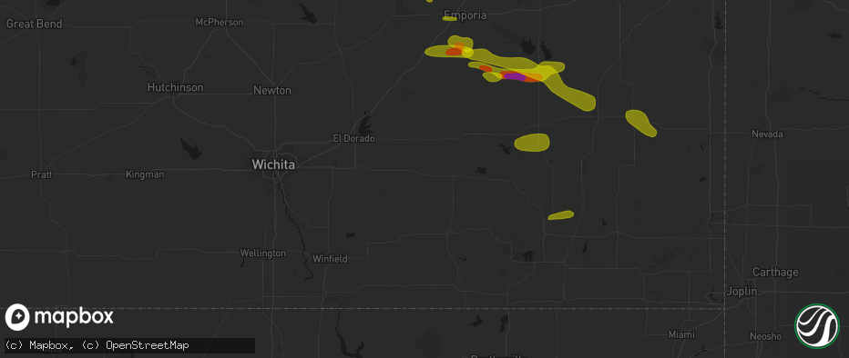 Hail map in Piedmont, KS on May 31, 2026