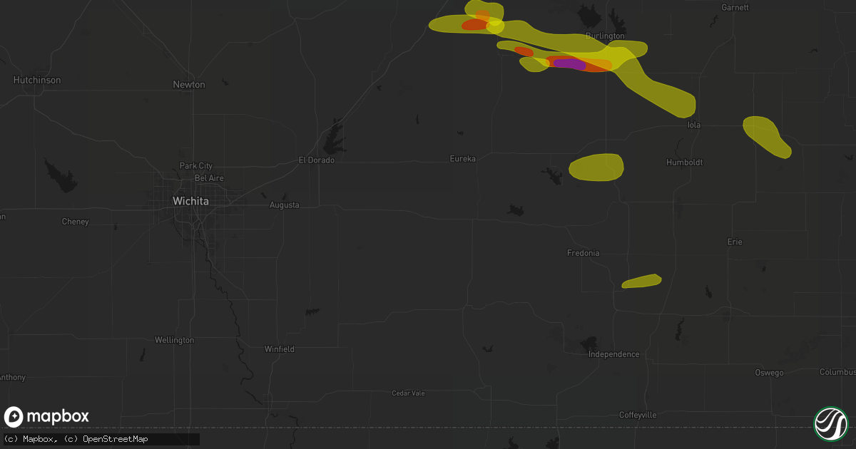 Hail map in Piedmont, KS on May 31, 2026