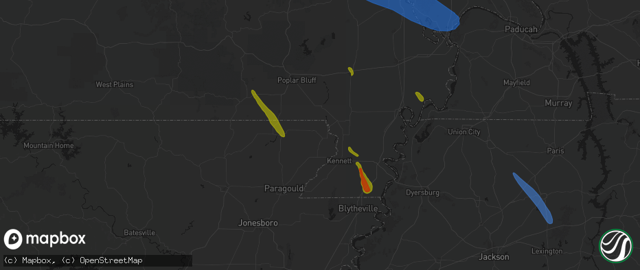 Hail map in Piggott, AR on May 31, 2026