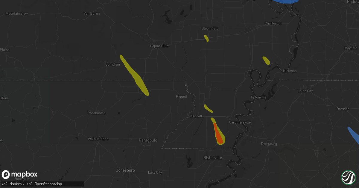 Hail map in Piggott, AR on May 31, 2026