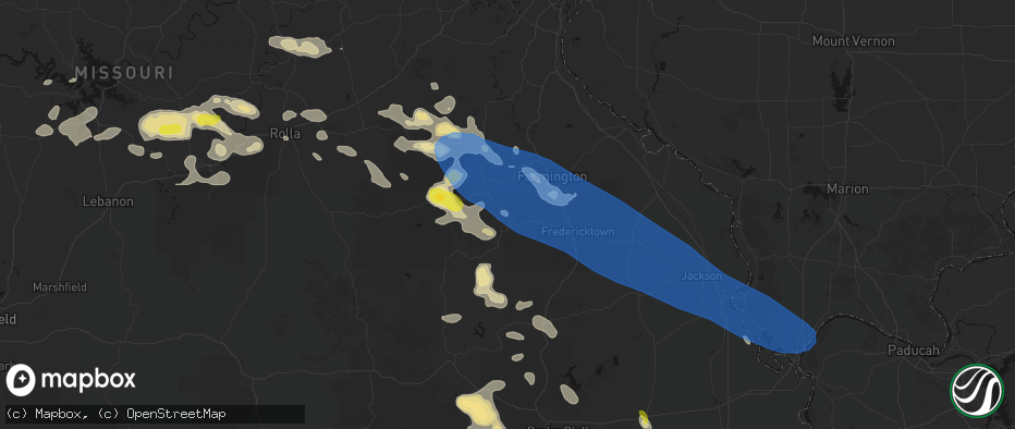 Hail map in Pilot Knob, MO on May 31, 2026