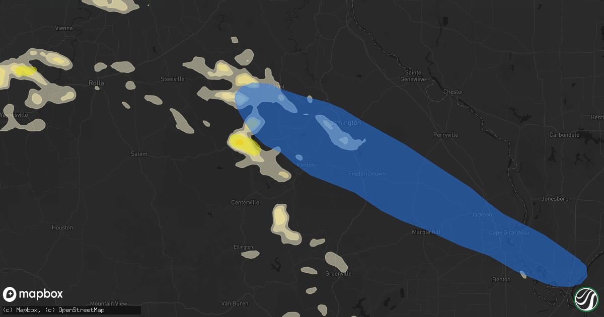 Hail map in Pilot Knob, MO on May 31, 2026