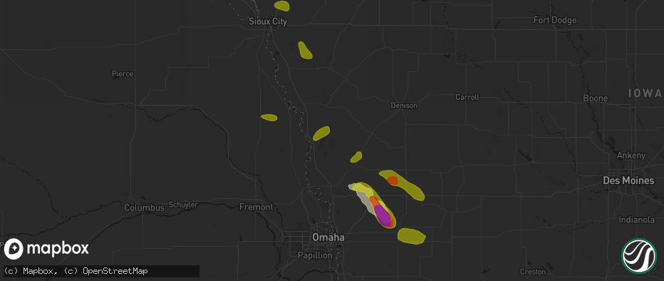 Hail map in Pisgah, IA on May 31, 2026