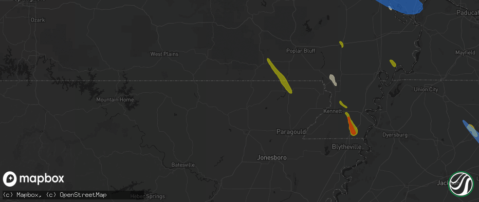 Hail map in Pocahontas, AR on May 31, 2026