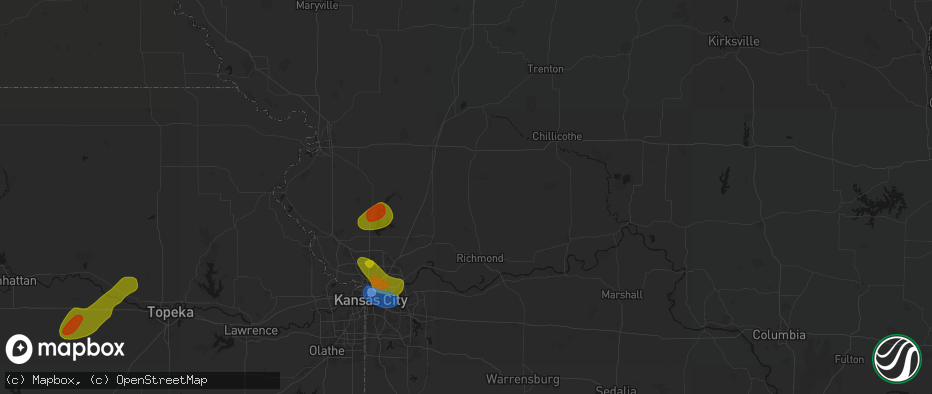 Hail map in Polo, MO on May 31, 2026