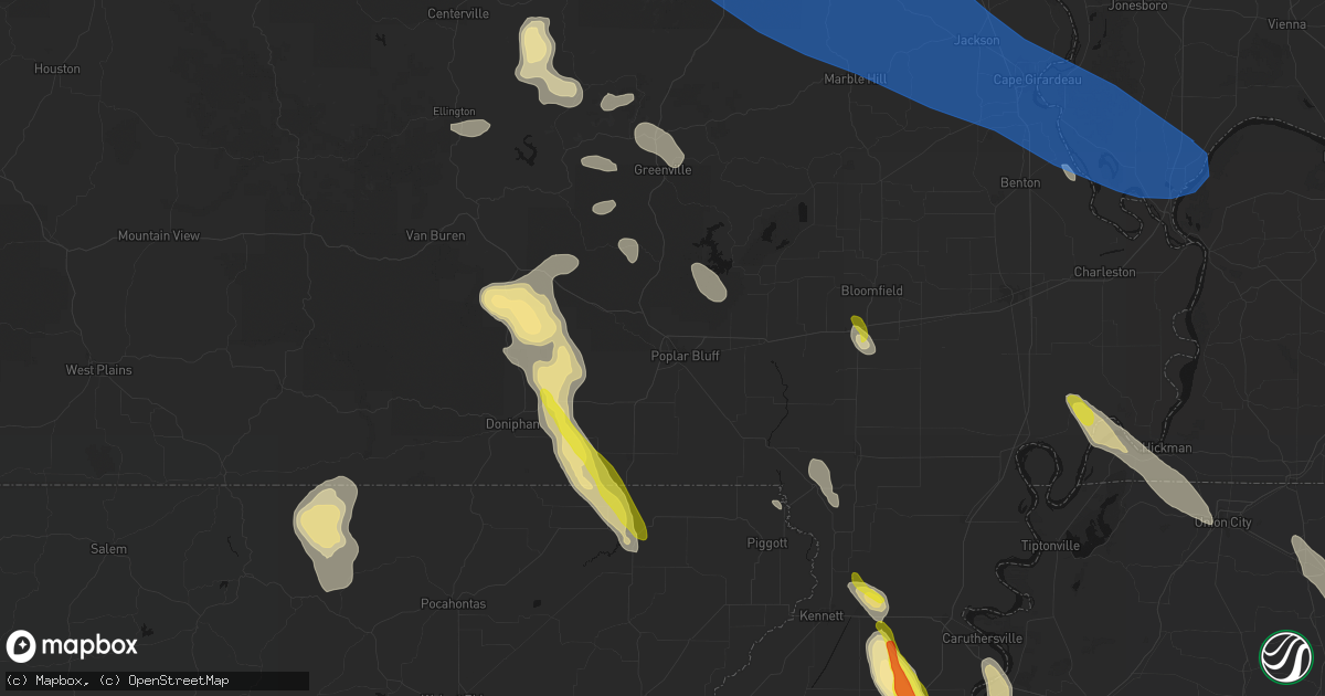 Hail map in Poplar Bluff, MO on May 31, 2026