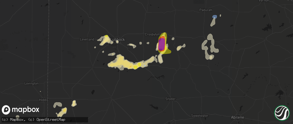 Hail map in Post, TX on May 31, 2026