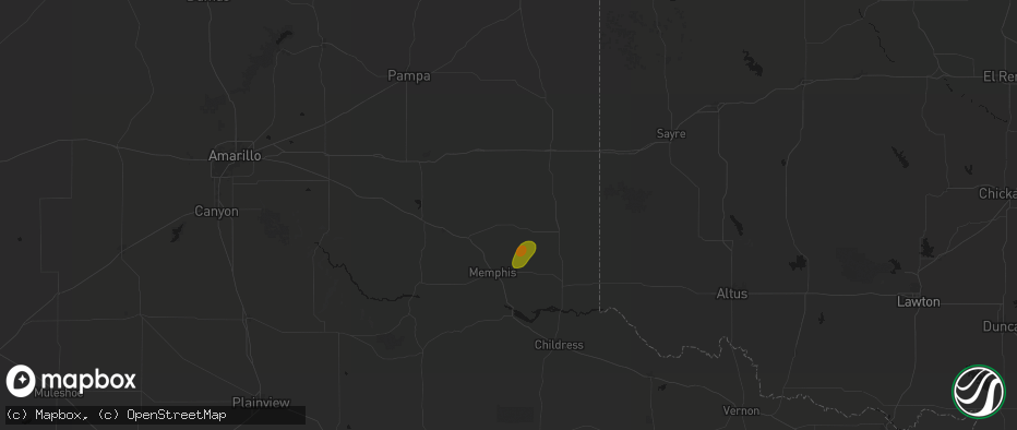 Hail map in Quail, TX on May 31, 2026